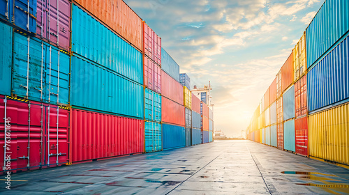 Colorful Shipping Containers Stacked in Bulk at a Port