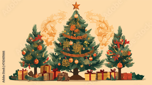 Merry Christmas decoration design. Holiday illustra