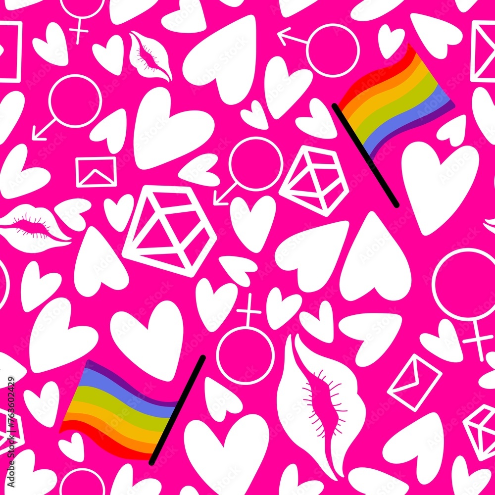 Obraz premium Abstract pride doodle seamless lgbtq rainbow pattern for fabrics and linens and summer party accessories