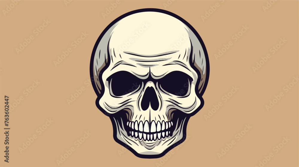 skull head drawn style icon flat cartoon vector ill