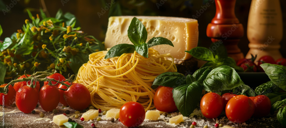 Taste of Italy: Cheese Wheel, Fresh Pasta, Tomatoes, Basil Taste of Italy: Cheese Wheel, Fresh Pasta, Tomatoes, Basil