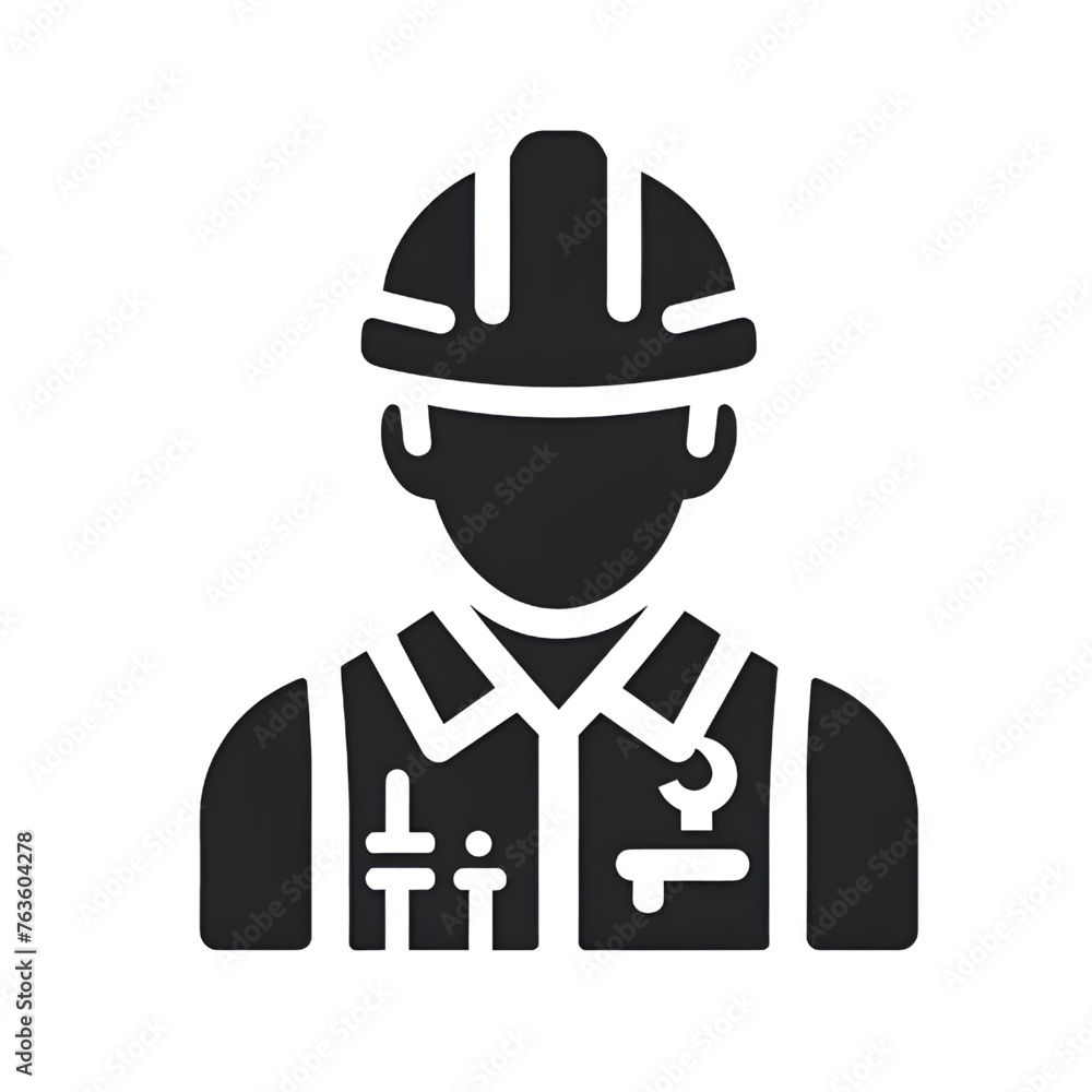 Worker Icon Vector Male Service Person of Building Construction Workman With Hardhat