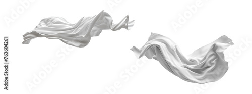 Flying Elegant White Satin Silk Cloth: A Fashion Fabric for Design Elements Background, Isolated on Transparent Background, PNG