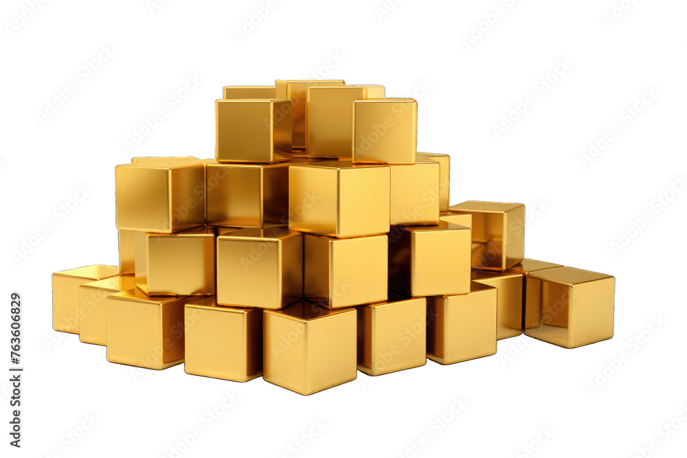 gold cubes PNG Transparent white background