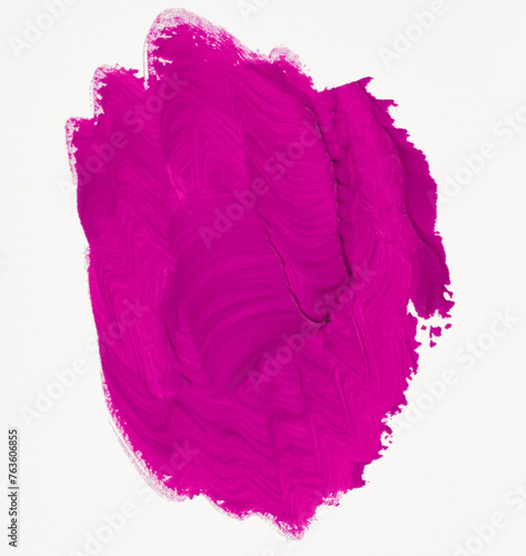 Watercolor brush stroke of pink paint, on a white isolated background