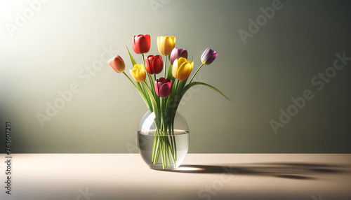 Vibrant Tulips in Vase: A Spectrum of Spring’s Finest