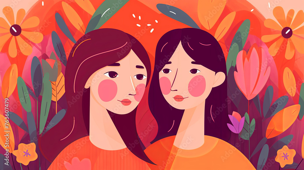 Generative AI banner illustration for spring mothers day Generative AI banner illustration for spring mothers day