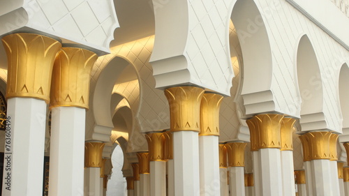 Golden accents on Syech Zayed Mosque pillars photo