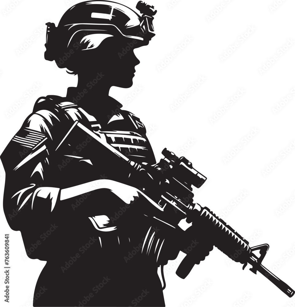 USA Soldier Army Silhouette Vector Illustration USA Soldier Army Silhouette Vector Illustration
