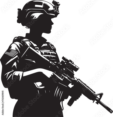 USA Soldier Army Silhouette Vector Illustration