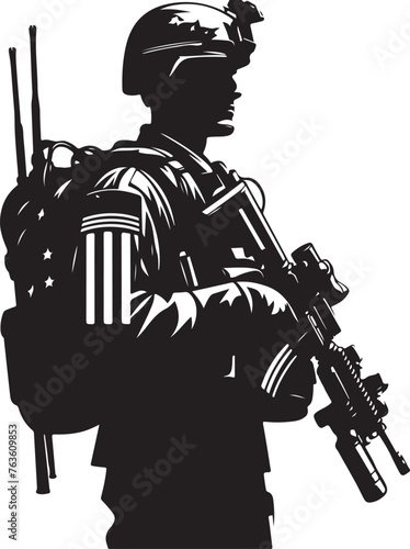 USA Soldier Army Silhouette Vector Illustration