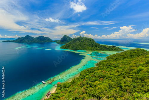 scenic panoramic top view of Bohey Dulang Island Semporna  Sabah.