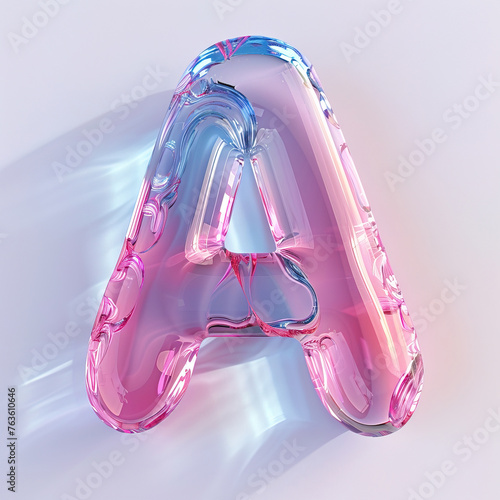 glassy pink and blue letter 