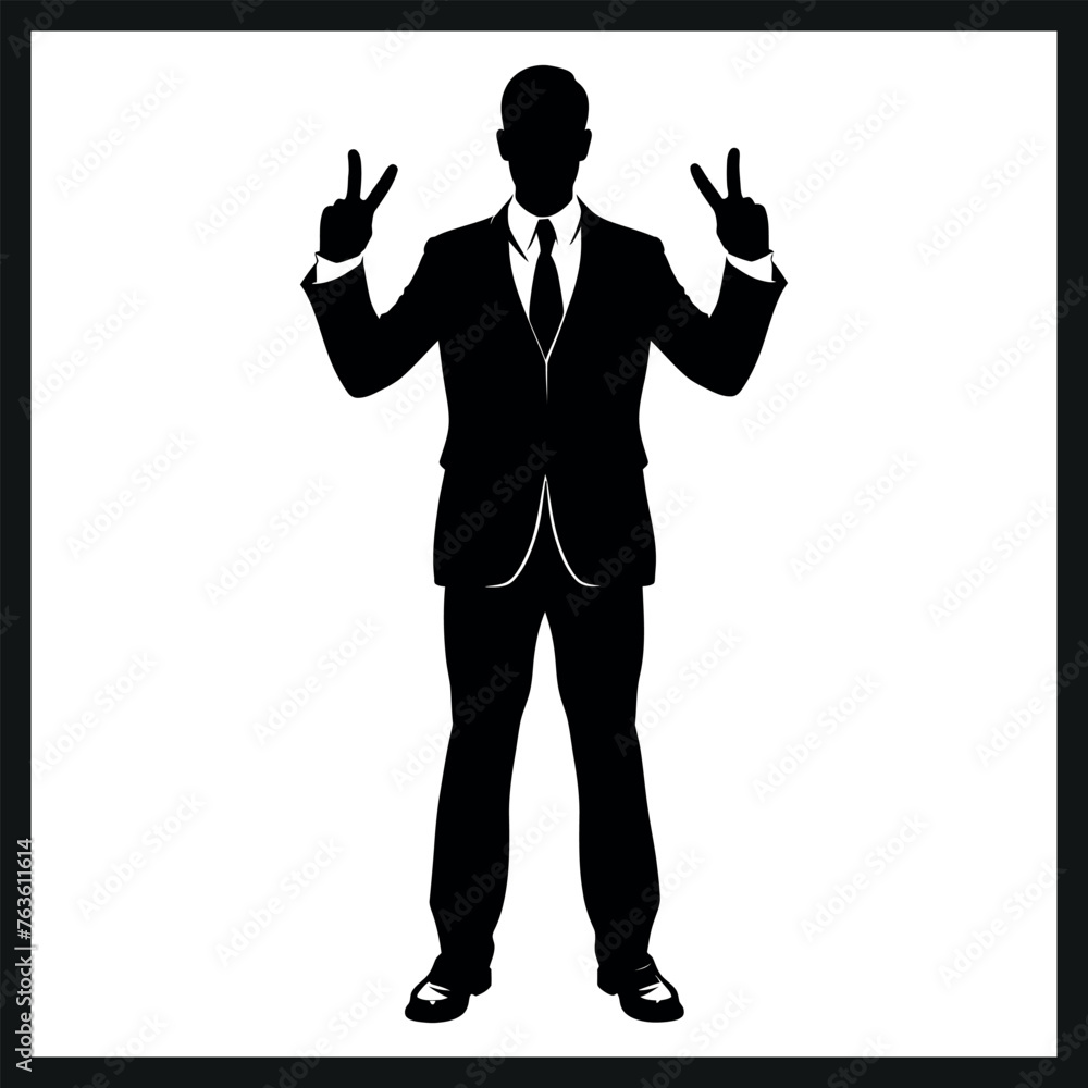 Obraz premium Businessman Silhouette with Peace Signs clipart