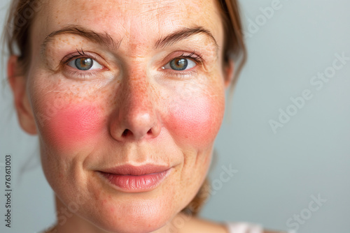 Woman after successful rosacea treatment. Laser treatment of skin problem. Dermatology problem. photo