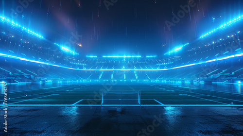 A stadium with a blue field and lights © tope007