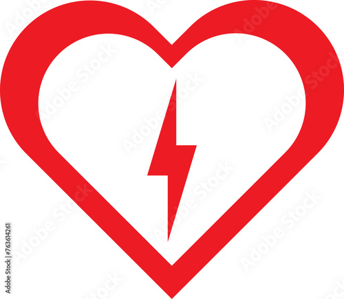 Illustration of heart with lightning in the center
