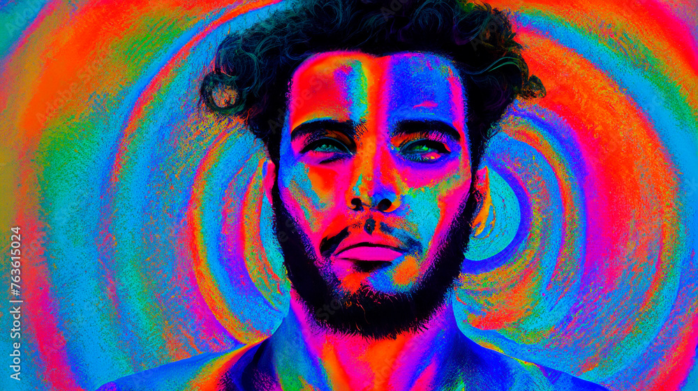 Fototapeta premium Multicolored psychedelic portrait of a man 