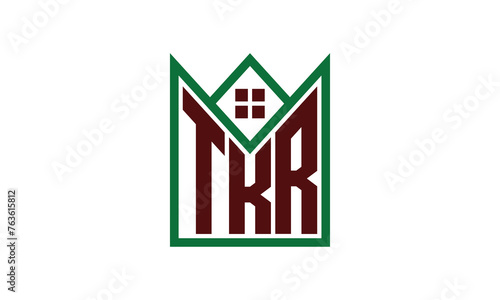 TKR initial letter real estate builders logo design vector. construction, housing, home marker, property, building, apartment, flat, compartment, business, corporate, house rent, rental, commercial photo