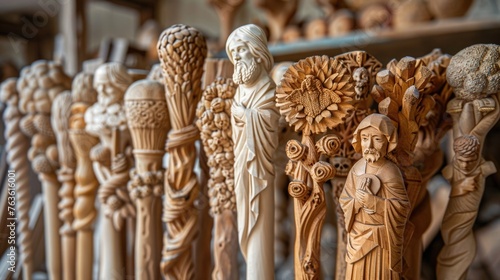 Crafting traditional Saint Joseph's staffs from natural materials as part of religious observance and decoration photo