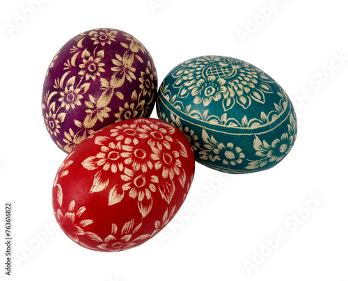 Easter eggs, eggs decorated with traditional patterns © Agata