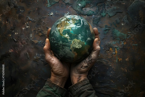 A Gentle Reminder of Interconnectedness: A Hand Wrapped Around the Globe's Surface