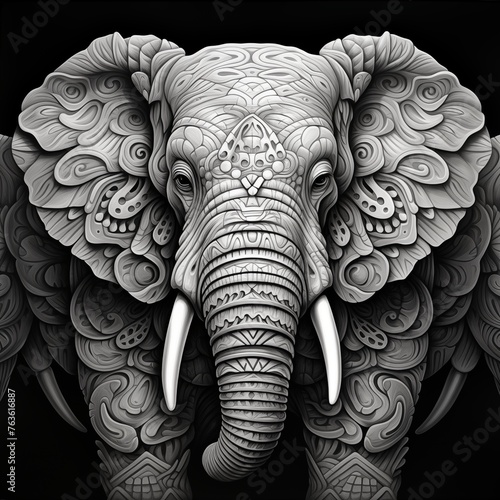 Mandala adult coloring book elephant
