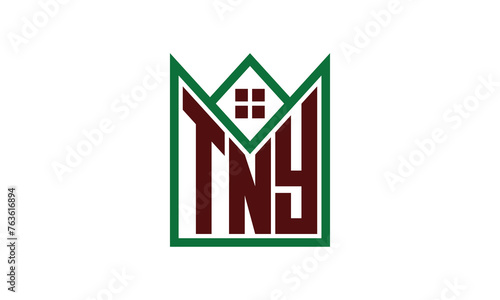 TNY initial letter real estate builders logo design vector. construction, housing, home marker, property, building, apartment, flat, compartment, business, corporate, house rent, rental, commercial photo