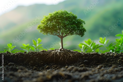 Growth and Resilience  Newly Planted Trees Stretching Towards a Sustainable Future