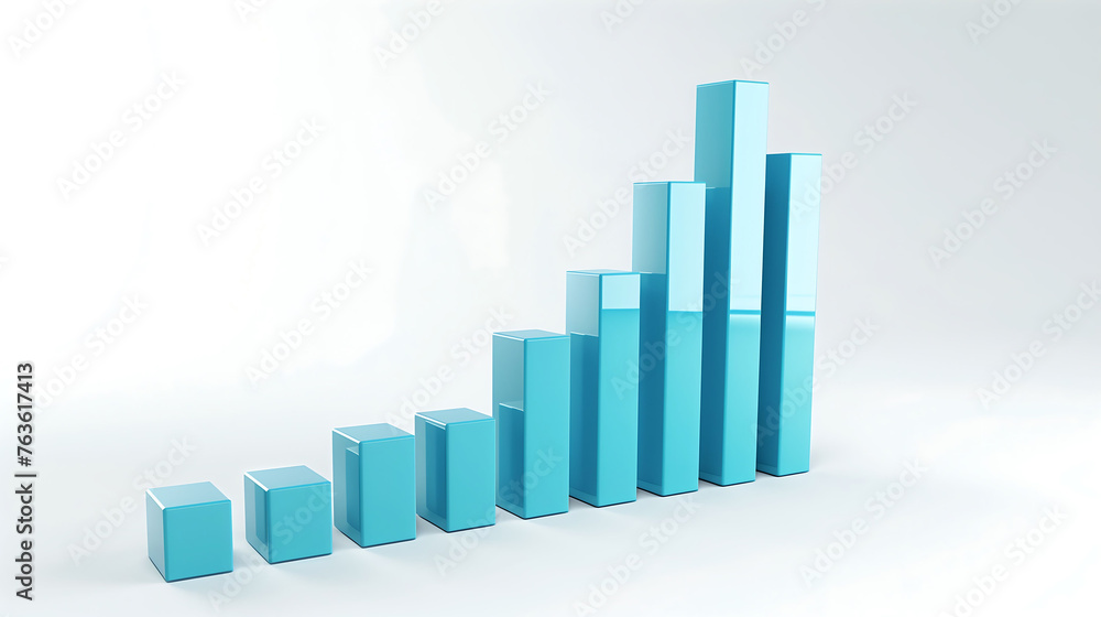 Blue 3D Bar Graph on Gradient Background Blue 3D Bar Graph on Gradient Background