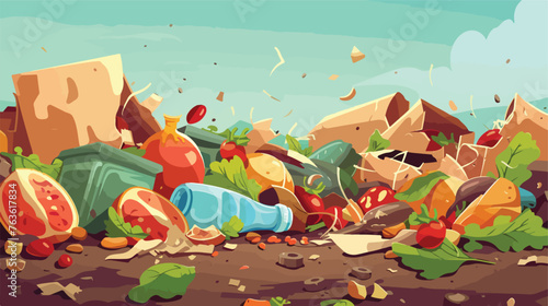 Dirty garbage pile overflowing with smelly food was © iclute