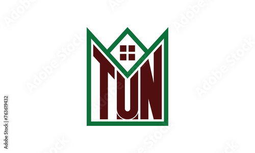TUN initial letter real estate builders logo design vector. construction, housing, home marker, property, building, apartment, flat, compartment, business, corporate, house rent, rental, commercial