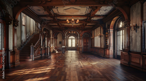 Historic Interior  Photograph the interior of a historic building or landmark  showcasing intricate architectural details and period-specific design elements. Generative AI