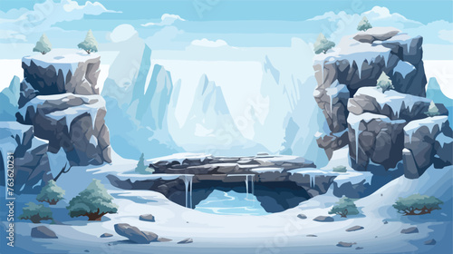 Level platform frozen forest ice land island floati