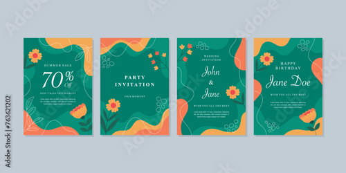 Set of abstract creative artistic templates with spring season concept. Universal cover Designs for Annual Report, Brochures, Flyers, Presentations, Leaflet, Magazine