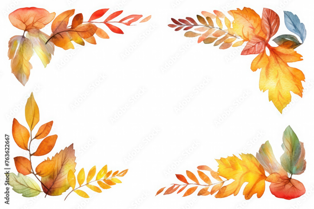 delicate frame with orange, gold autumn leaves on a white background. wedding or birthday invitation card delicate frame with orange, gold autumn leaves on a white background. wedding or birthday invitation card