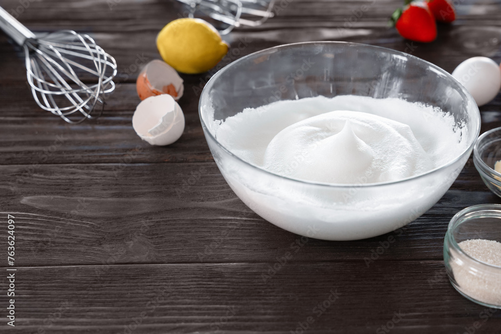 Baking Preparation with Whipped Egg Whites Foam Baking Preparation with Whipped Egg Whites Foam