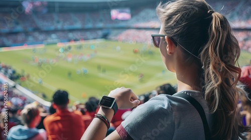 Fan Engaging in Quick Payment with RFID Wristband at Stadium