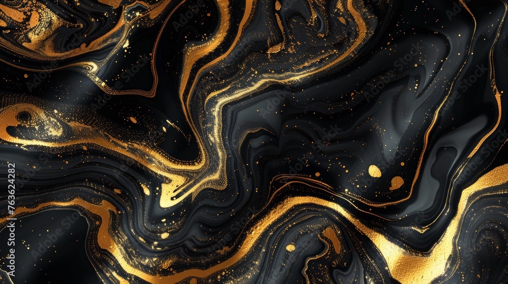 A black and gold marble pattern with a lot of swirls, AI A black and gold marble pattern with a lot of swirls, AI