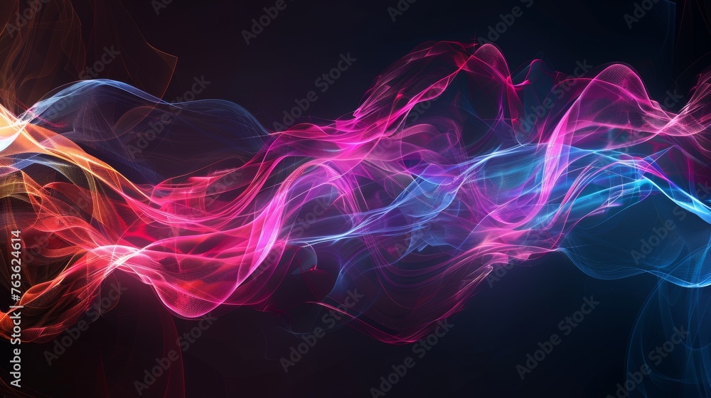 A close up of a colorful abstract image with smoke, AI