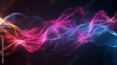 A close up of a colorful abstract image with smoke, AI