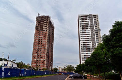 acade of building under construction and new building in Ribeirao Preto, Sao Paulo, Brazil