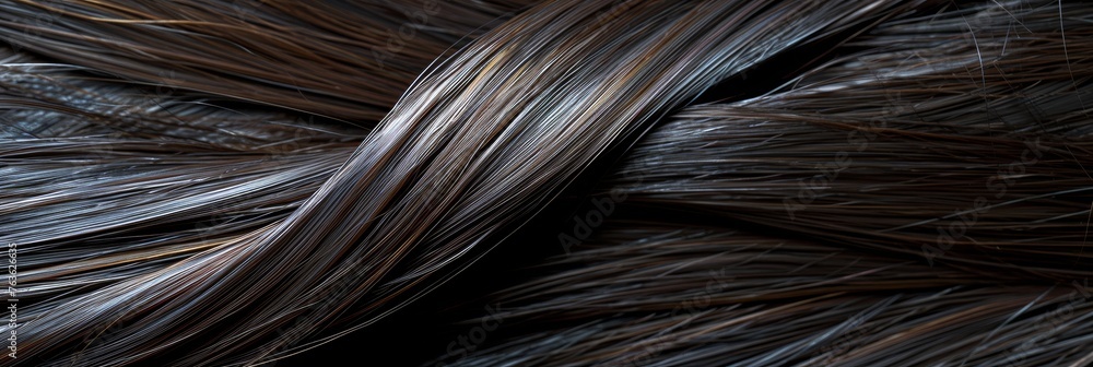 Dark hair background showcasing healthy, shiny texture ideal for beauty and design concepts Dark hair background showcasing healthy, shiny texture ideal for beauty and design concepts