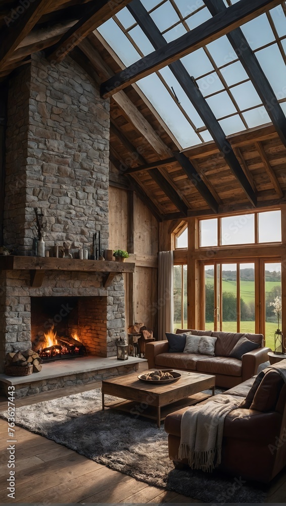 Rustic Elegance: A Cozy Hearth in a Reimagined Barn