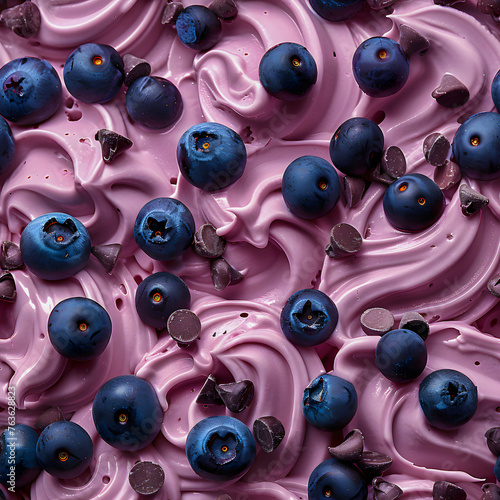 Blueberry Ice Cream Ball with Rainbow Sprinkles Seamless Pattern Design for Backgrounds, Wallpapers, Textile, and Gift Wrap