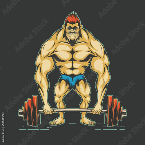 red white black modern style minimalist lines of a strong muscle pose strong body builder anatomy man at gym with bundle Doing exercises in all body positions using different gym equipment
