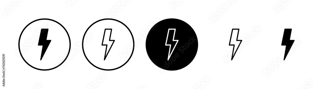 Lightning icon vector isolated on white background. Bolt icon vector. Energy and thunder electric icon - obrazy, fototapety, plakaty 