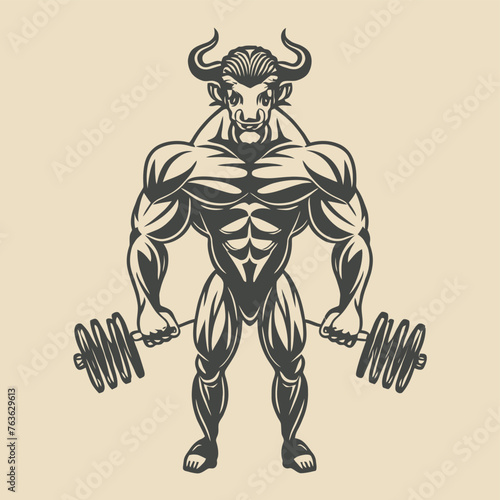 red white black modern style minimalist lines of a strong muscle pose strong body builder anatomy man at gym with bundle Doing exercises in all body positions using different gym equipment
