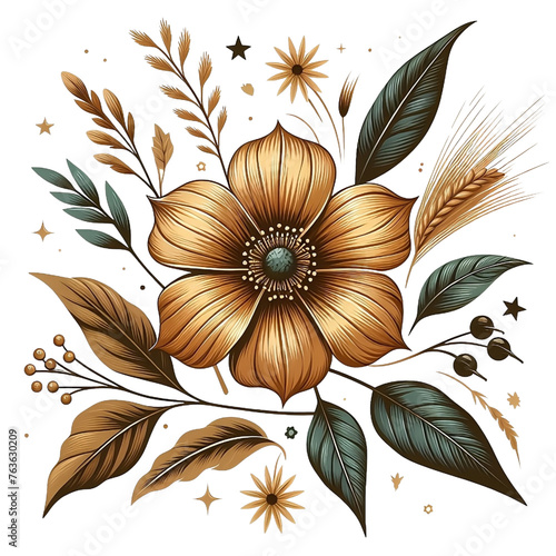  tan flower  clip art vector illustration isolated on white  background