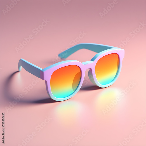 Cute 3D sunglasses icon in a cartoon clay style and soft pastel colors